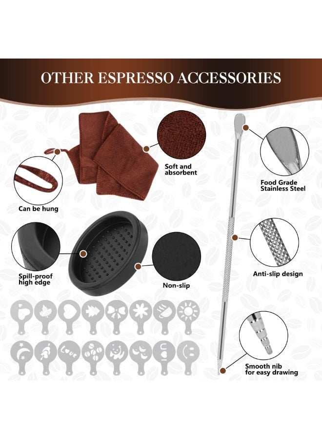 Bukela 23 PCS Coffee Tamper Set, Espresso Accessories Kit Barista Kit, with Espresso Tamper 51mm, Coffee Stirrer, Frothing Pitcher, Tamper Mat, Latte Art Pen, Sandalwood Tamper for Espresso Machine - Image 5